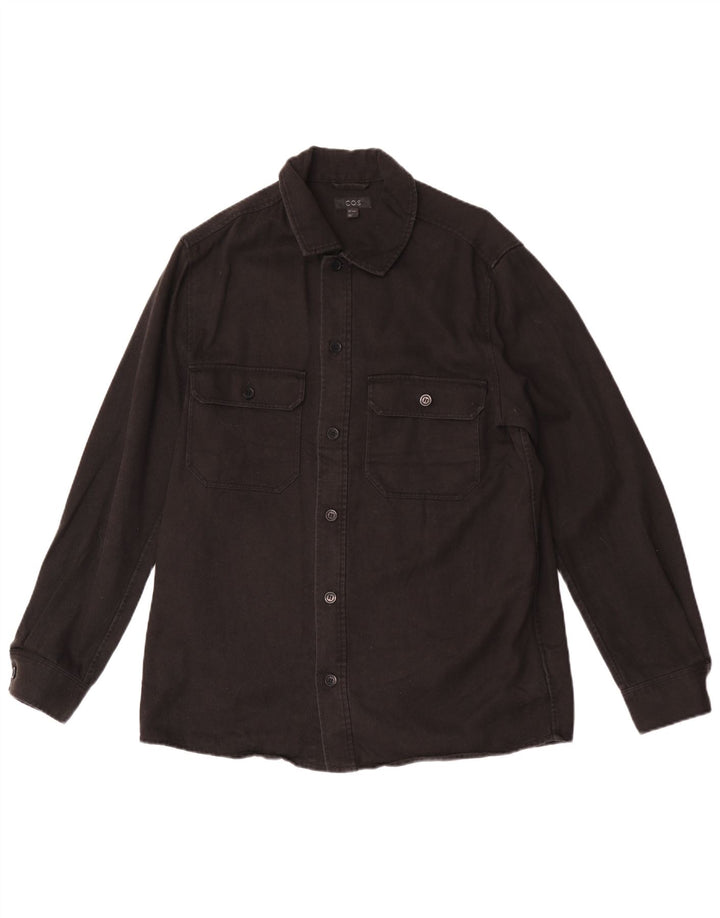 Camisa jeans masculina Cos pequena Lyocell preta