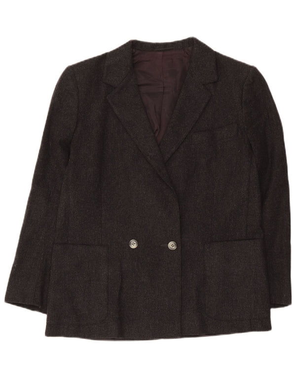 Jaqueta blazer feminina vintage com peito duplo Reino Unido 12 cinza médio