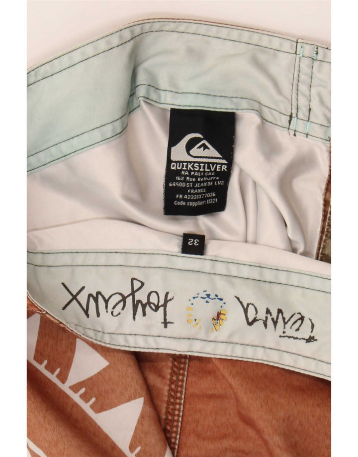 Quiksilver Shorts de natação masculino gráfico poliéster geométrico marrom médio