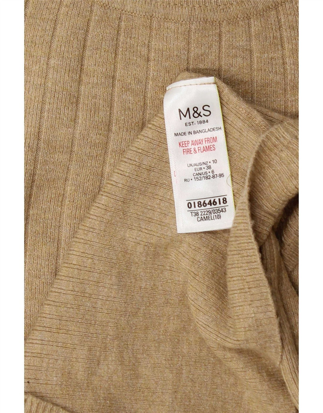 Suéter feminino Marks & Spencer com gola tartaruga Reino Unido 10 viscose bege pequena