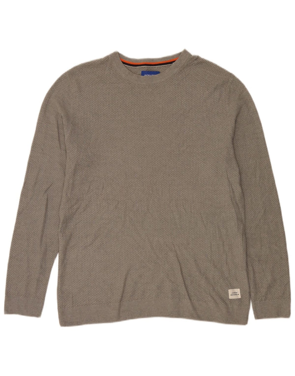 Suéter masculino Jack & Jones com gola canoa XL algodão cinza