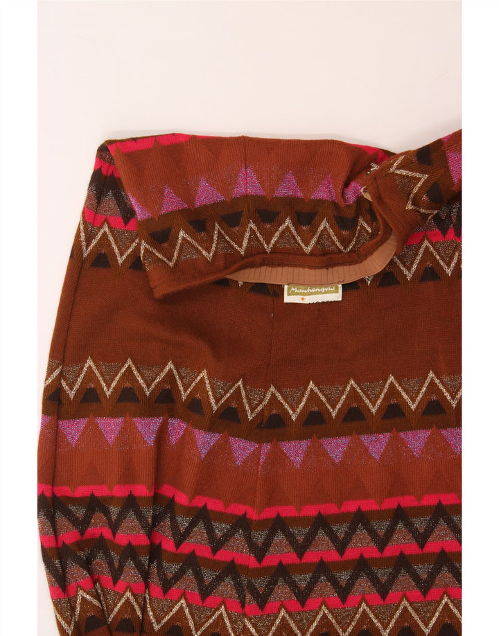 Saia feminina VINTAGE maxi larga IT 42 médio W30 multicolorido geométrico