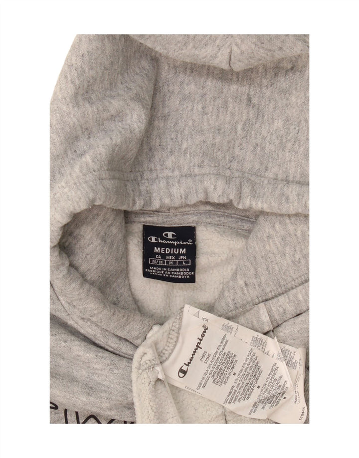 Jumper masculino com capuz gráfico Champion algodão manchado cinza médio
