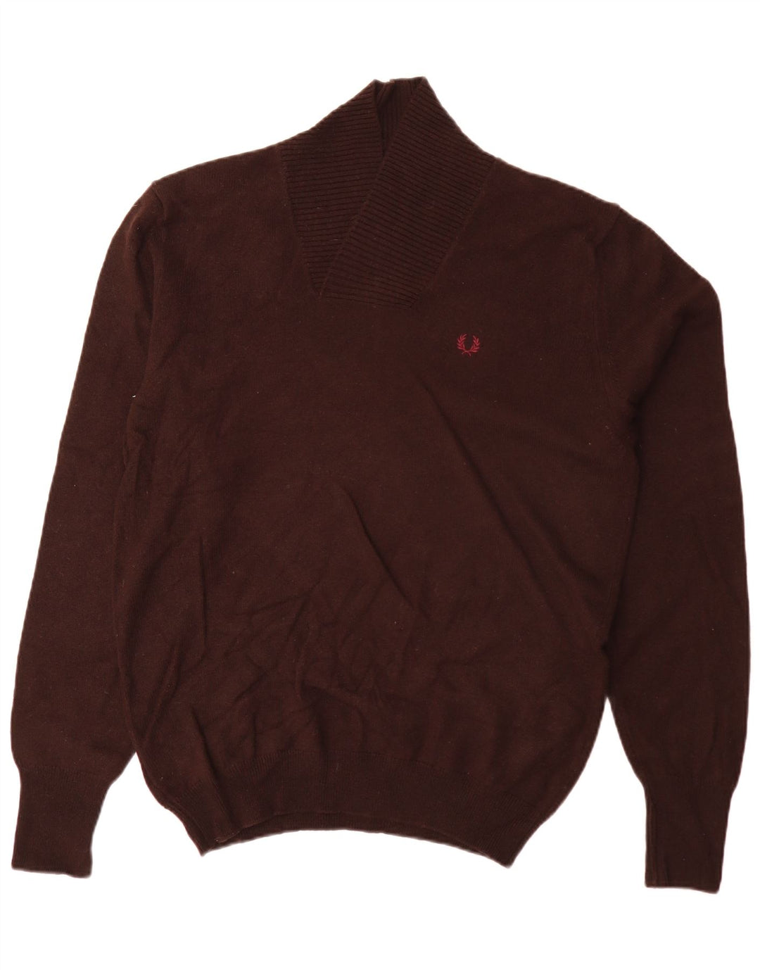 Suéter masculino Fred Perry com gola xale e lã de carneiro marrom grande