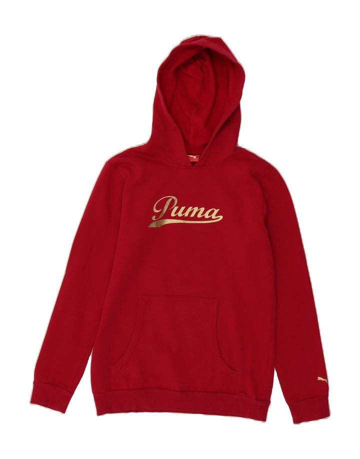 PUMA Girls Graphic Hoodie Jumper 15-16 Years Pink Vintage Puma and Second-Hand Puma from Messina Hembry 