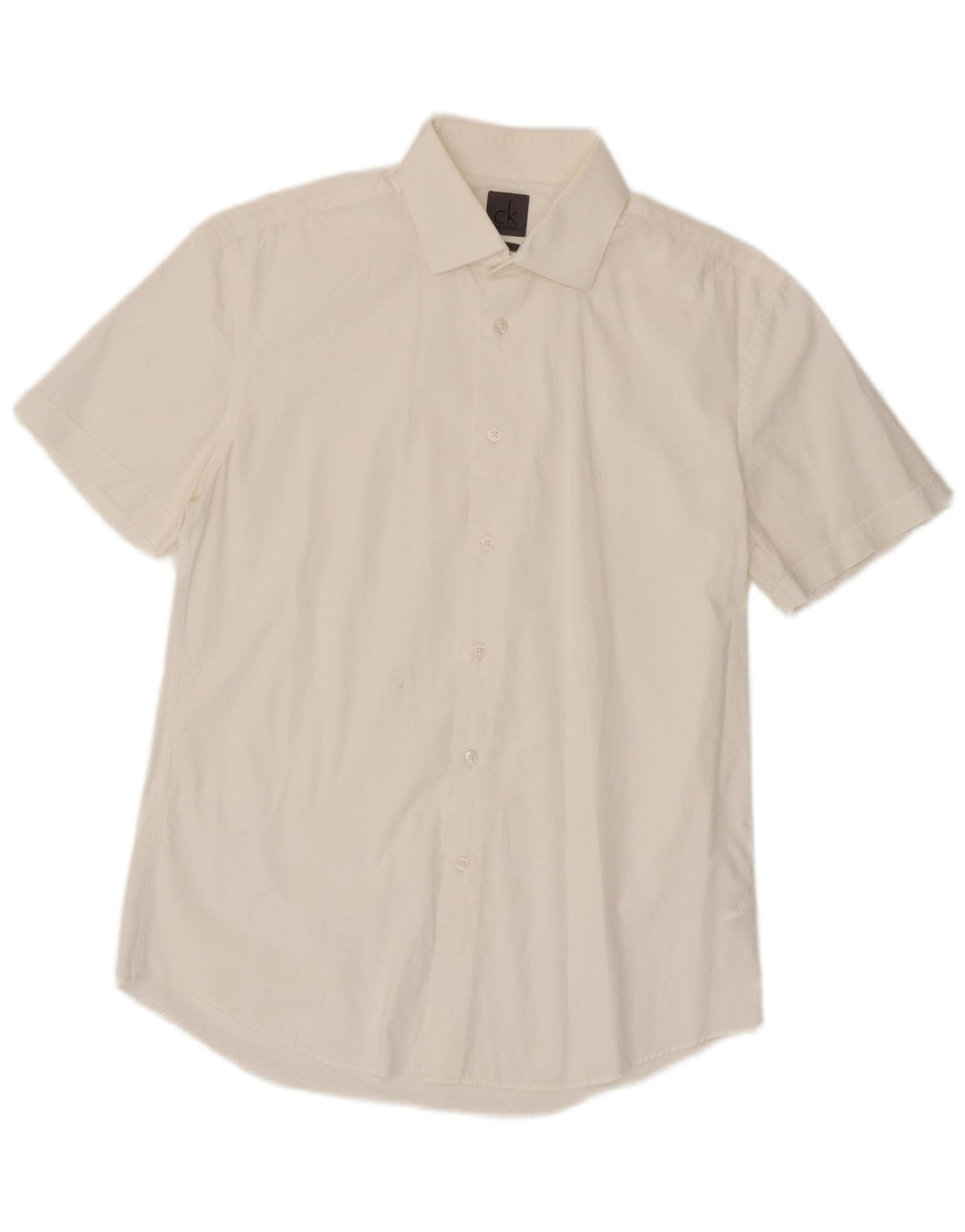 Camisa masculina de manga curta Calvin Klein de algodão branco médio