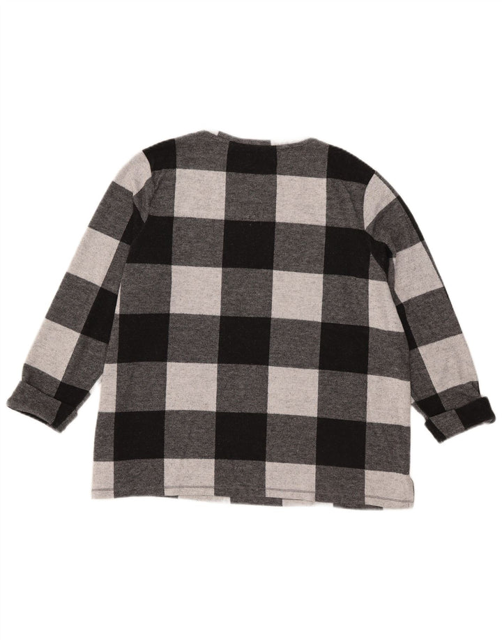 Top feminino Marks & Spencer manga 3/4 UK 18 XL poliéster guingão preto