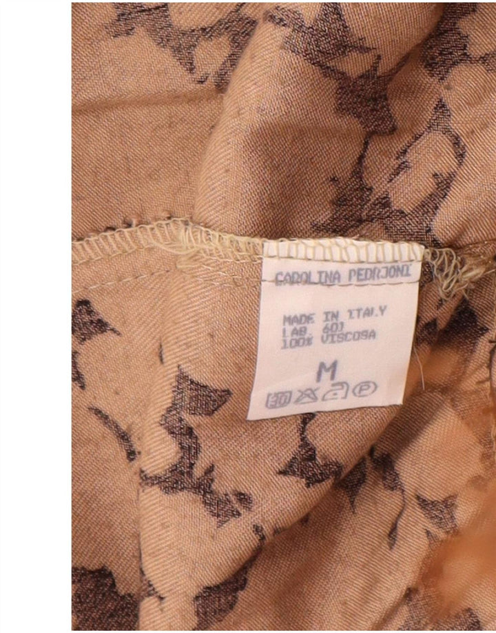 Saia evasê feminina VINTAGE média W30 marrom floral viscose