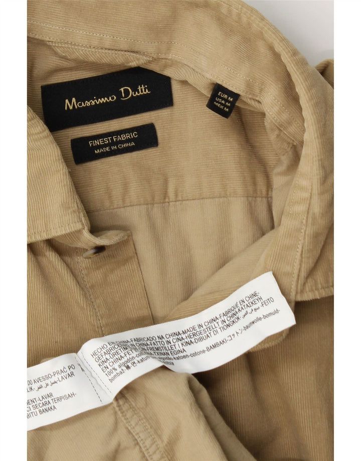 Camisa masculina de veludo Massimo Dutti de algodão bege médio
