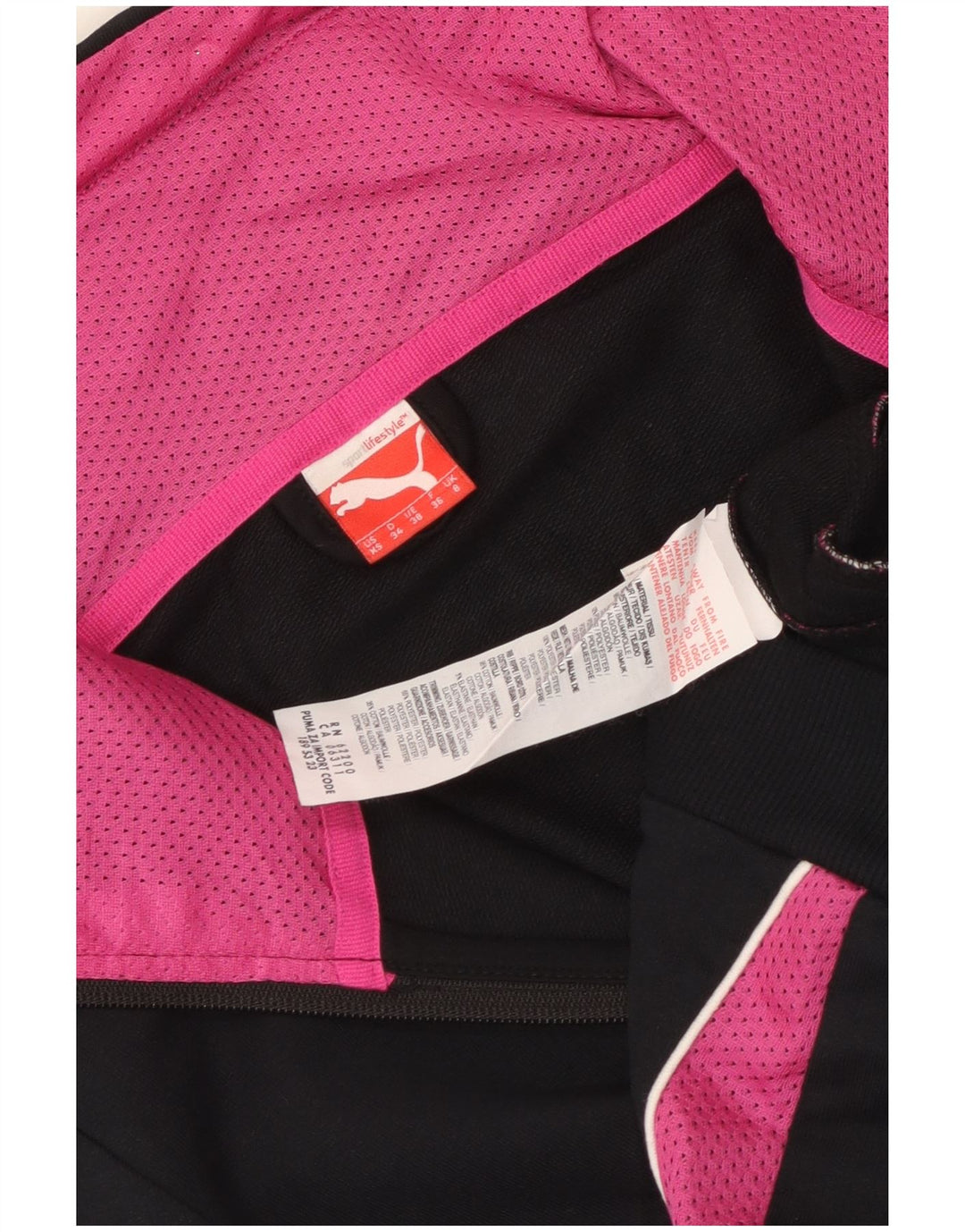 Puma Womens Tracksuit Top Jacket UK 8 pequeno preto colorblock algodão