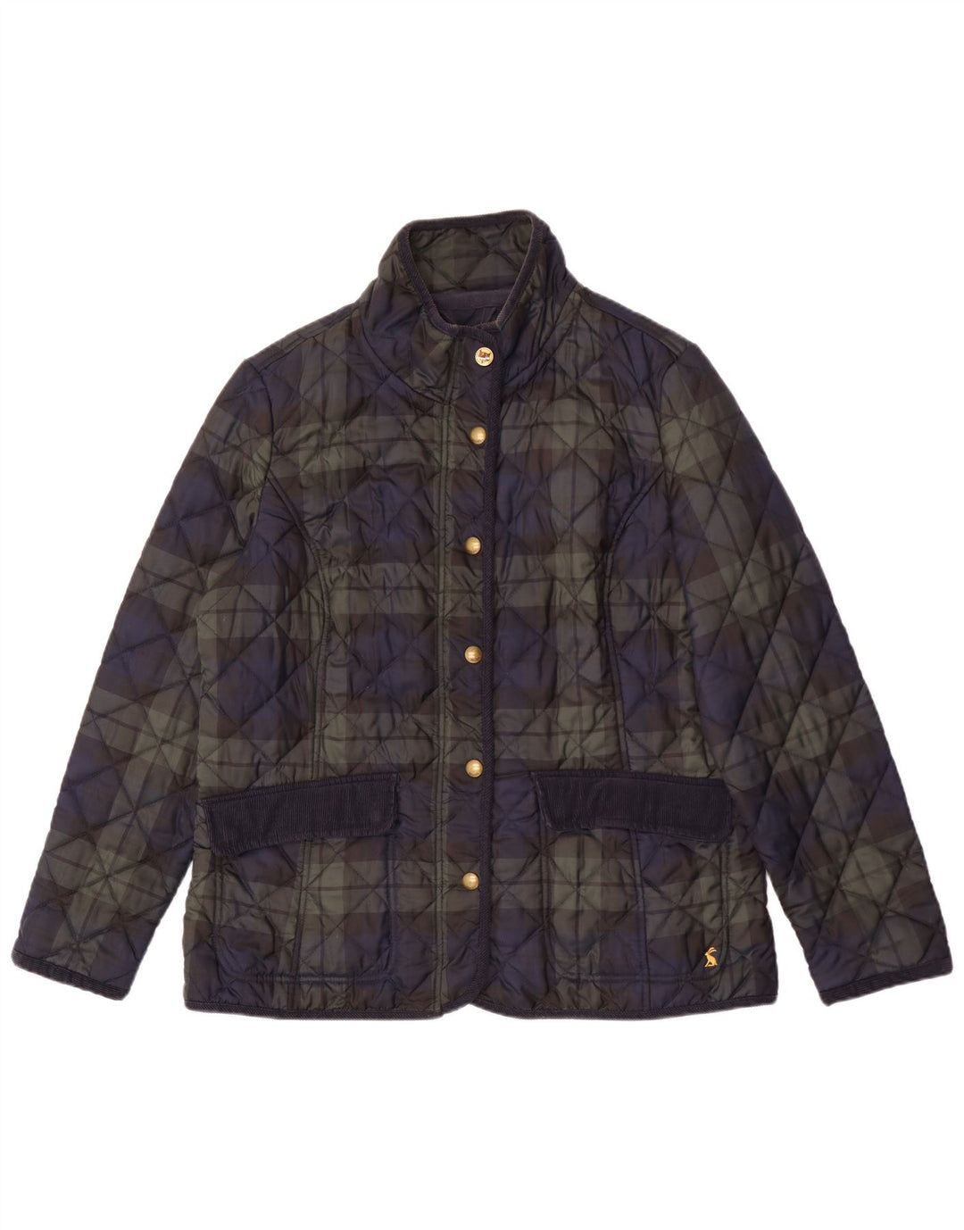 Jaqueta acolchoada feminina Joules UK 18 XL poliéster xadrez azul marinho