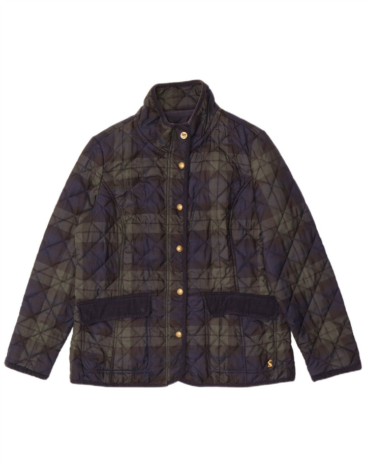 Jaqueta acolchoada feminina Joules UK 18 XL poliéster xadrez azul marinho