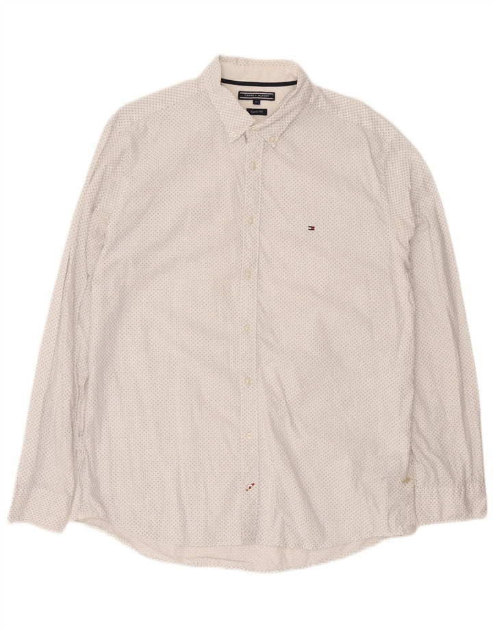 Camisa masculina Tommy Hilfiger Regular Fit XL algodão manchado branco