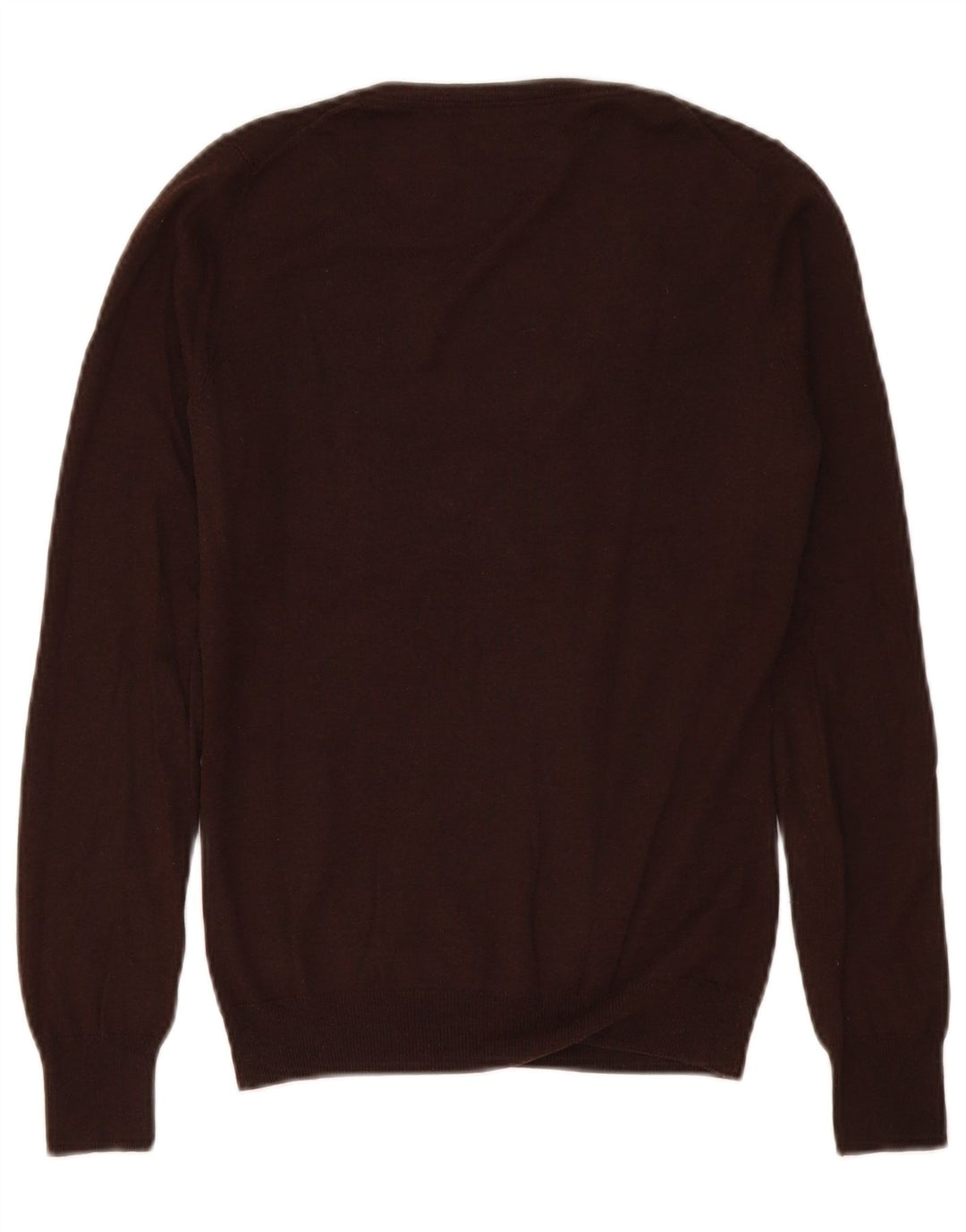Suéter feminino Massimo Dutti com decote em V Reino Unido 10 pequeno seda marrom