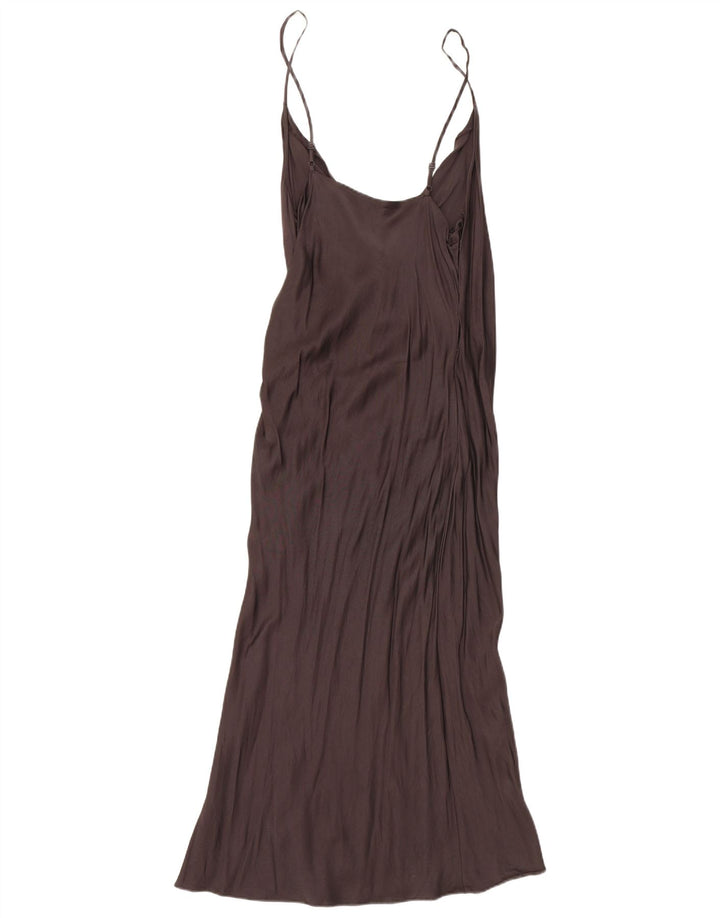 Vestido slip feminino Zara Reino Unido 16 grande viscose marrom