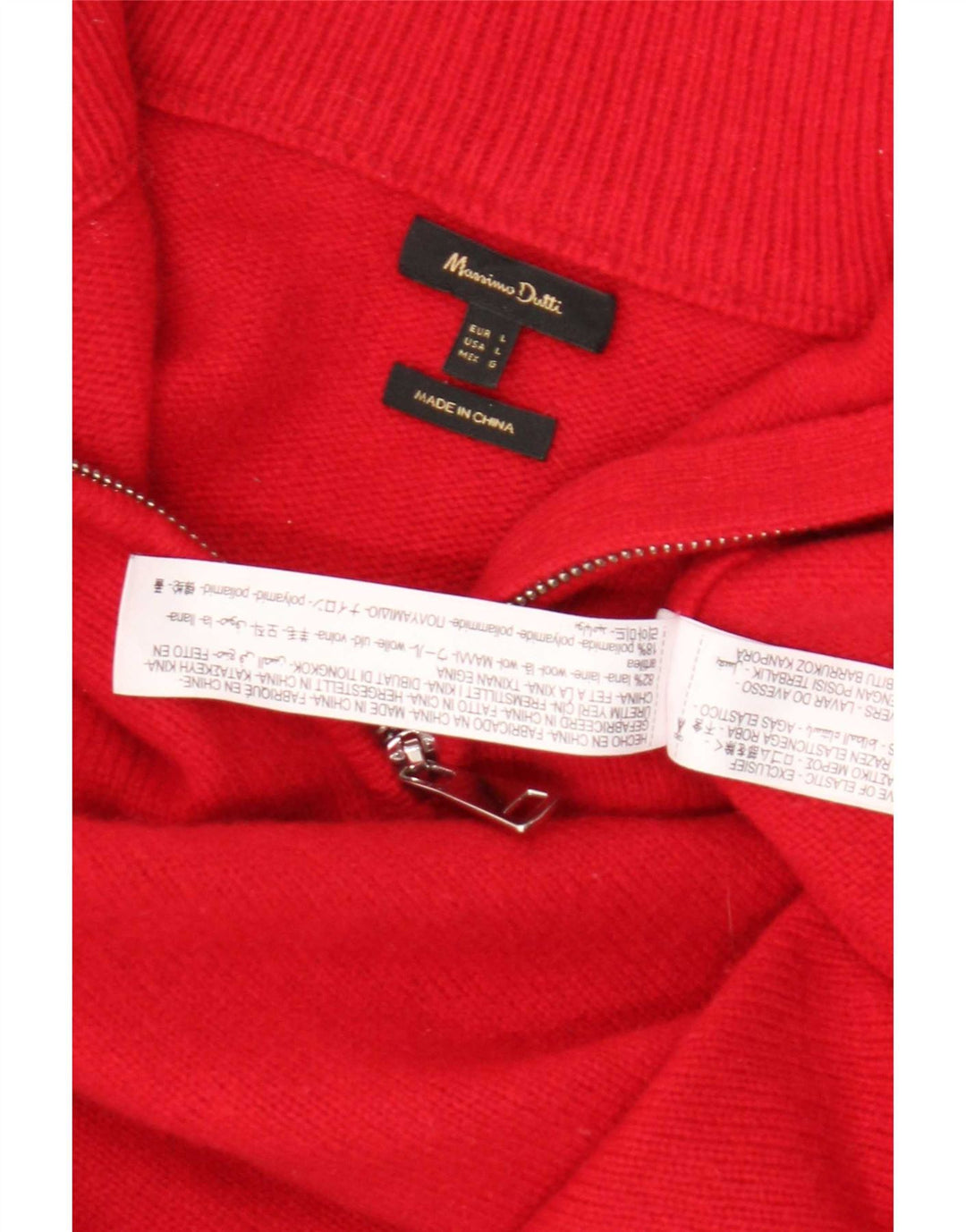Suéter feminino Massimo Dutti com gola e zíper Reino Unido 16 grande lã vermelha