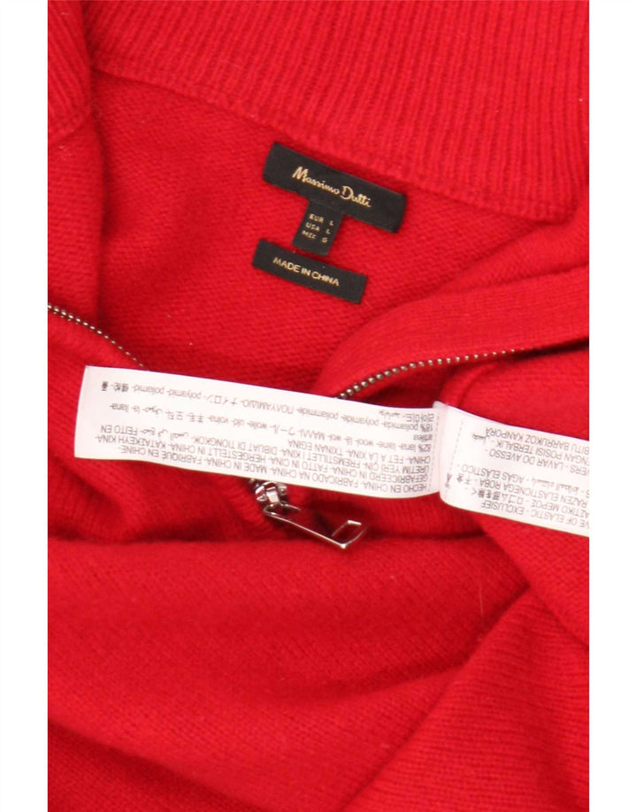 Suéter feminino Massimo Dutti com gola e zíper Reino Unido 16 grande lã vermelha