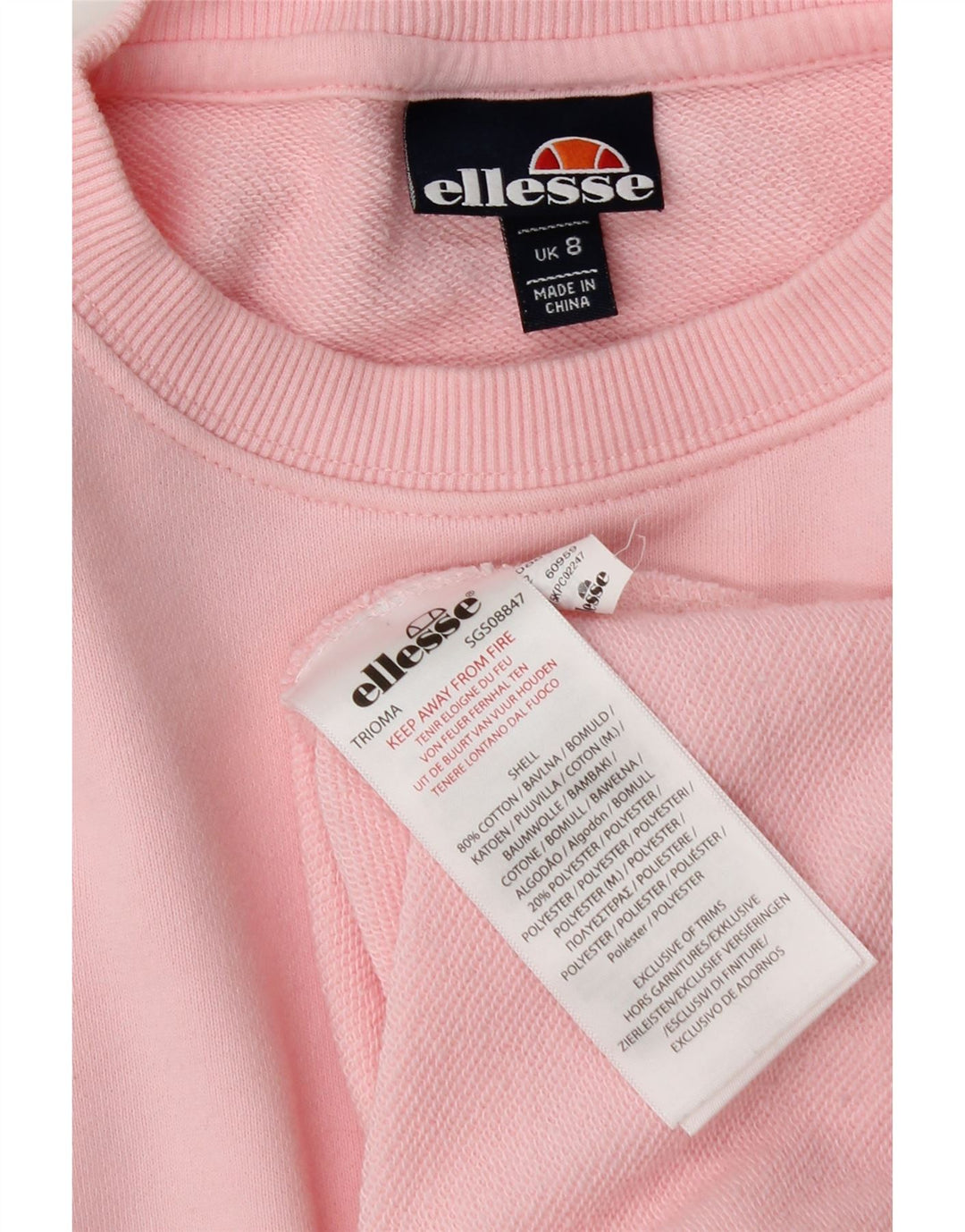Suéter gráfico feminino Ellesse Reino Unido 8 pequeno algodão rosa