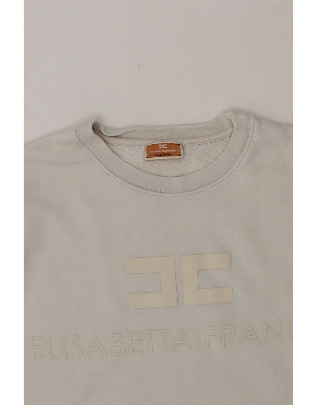 ELISABETTA FRANCHI Girls Graphic Sweatshirt Jumper 8-9 Years Off White Vintage Elisabetta Franchi and Second-Hand Elisabetta Franchi from Messina Hembry 