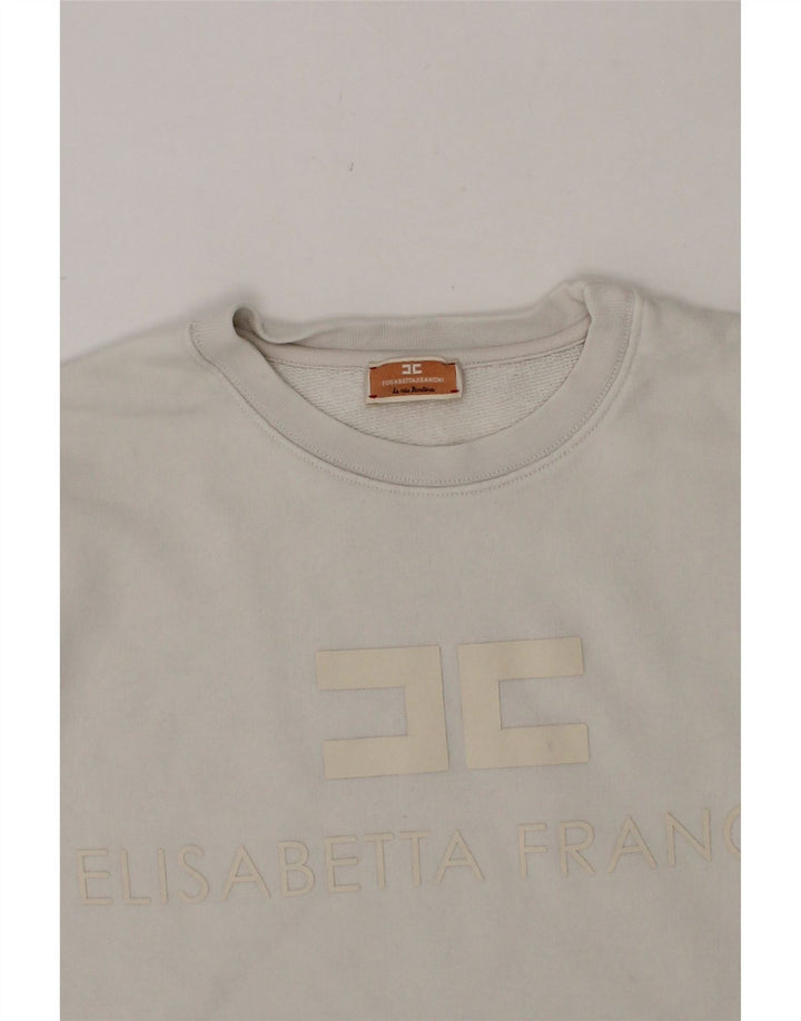 ELISABETTA FRANCHI Girls Graphic Sweatshirt Jumper 8-9 Years Off White Vintage Elisabetta Franchi and Second-Hand Elisabetta Franchi from Messina Hembry 