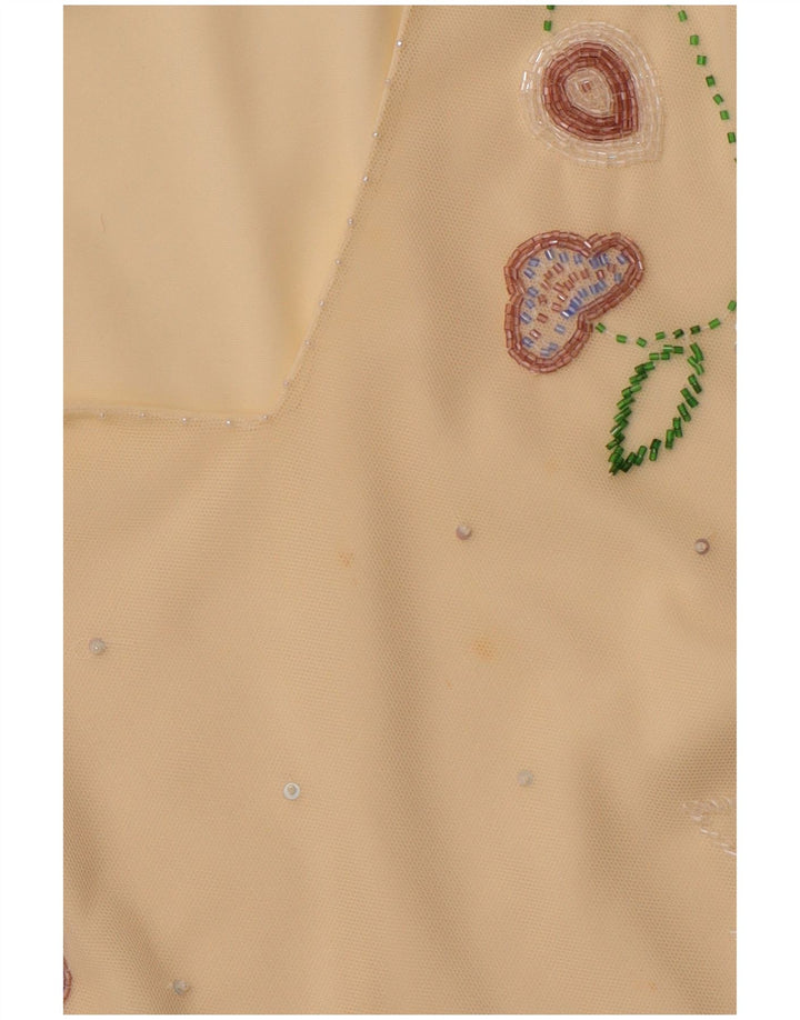 Blusa feminina COAST transparente e transparente Reino Unido 16 grande poliéster amarelo