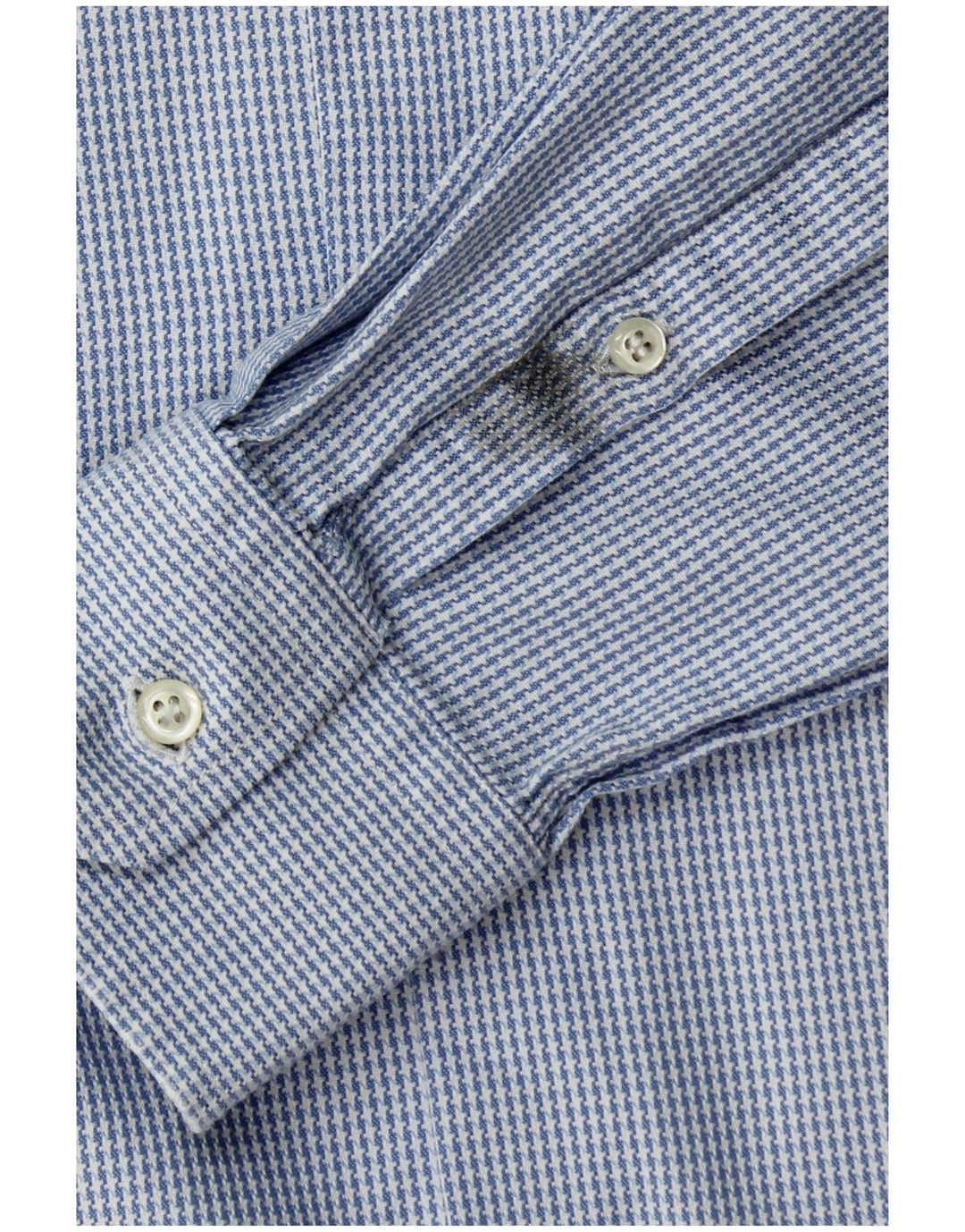 Camisa Boggi masculina de ajuste personalizado tamanho 40 15 1/2 algodão houndstooth azul médio