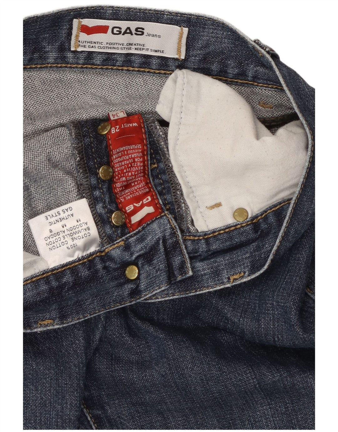 GAS Jeans Slim Feminino W28 L34 Azul Algodão