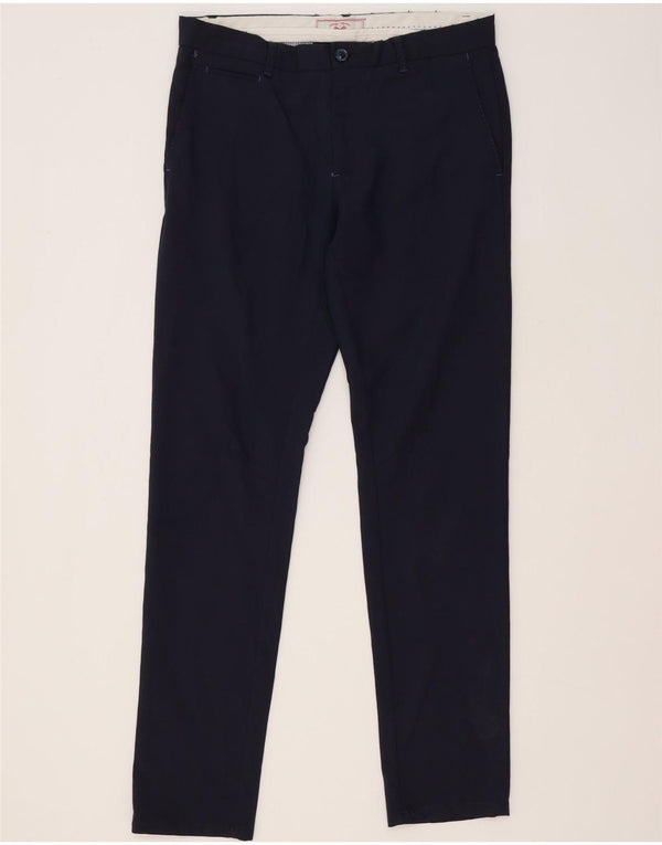 Zara Mens Slim Chino Calças EU 38 Pequeno W30 L32 Azul Marinho