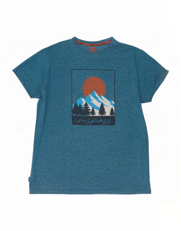 Camiseta masculina gráfica Trespass Top XL algodão azul