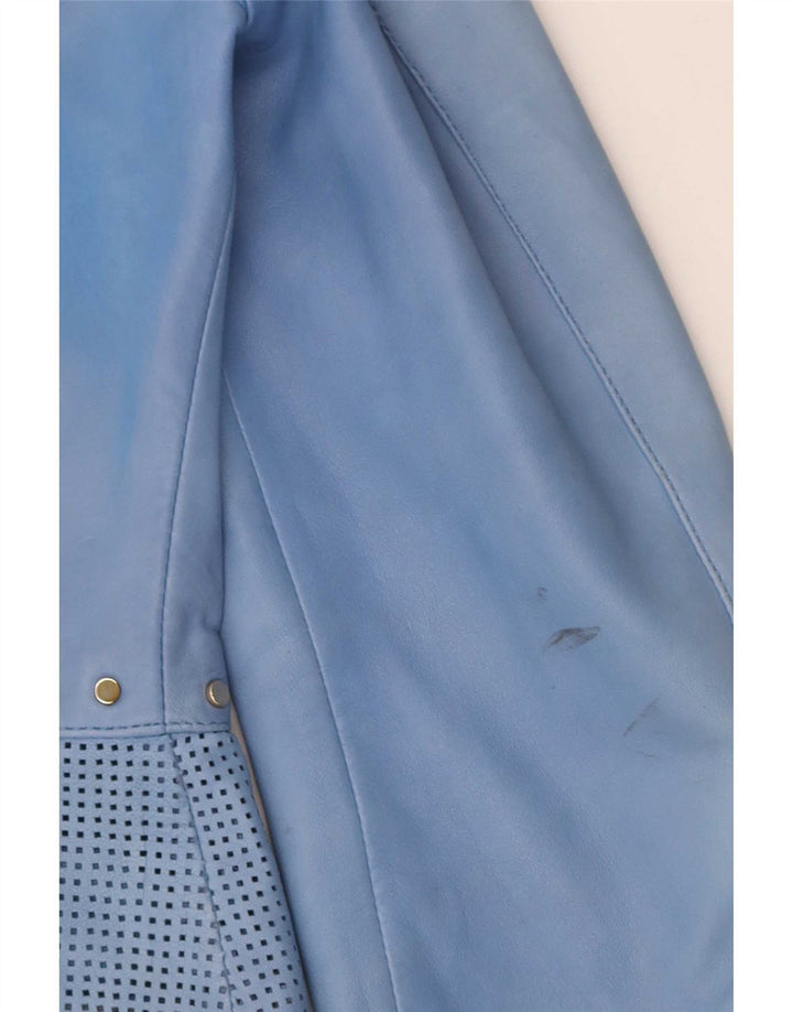 Jaqueta bomber feminina de couro Penny Black UK 14 grande couro azul