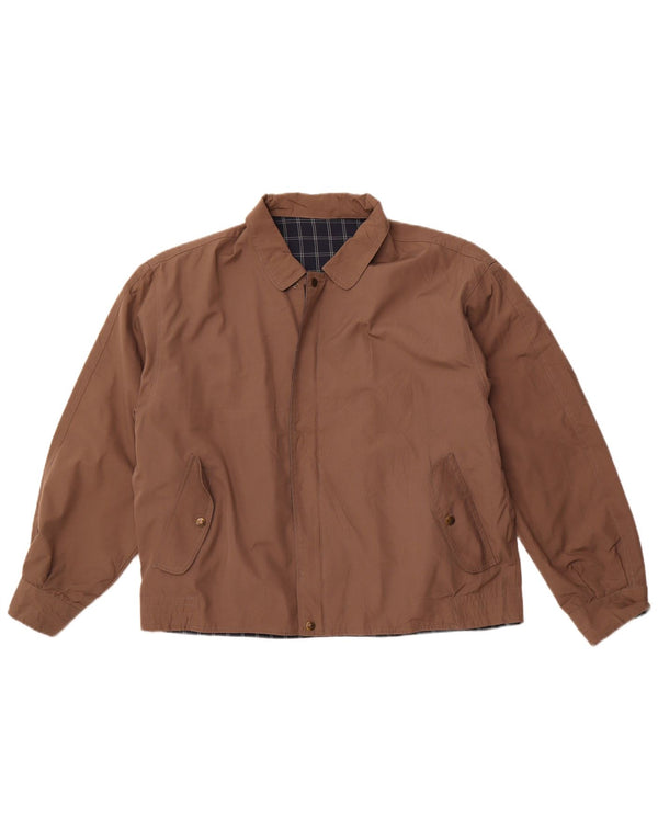 Jaqueta reversível masculina VINTAGE UK 40 grande poliéster xadrez marrom
