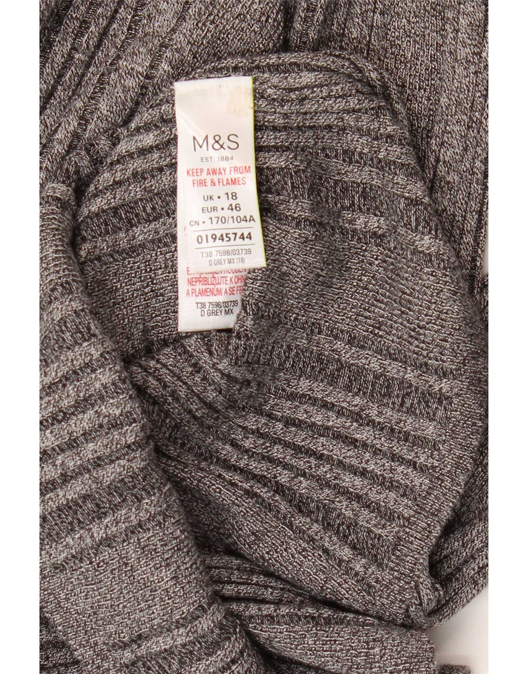Top feminino Marks & Spencer manga comprida UK 18 XL cinza viscose