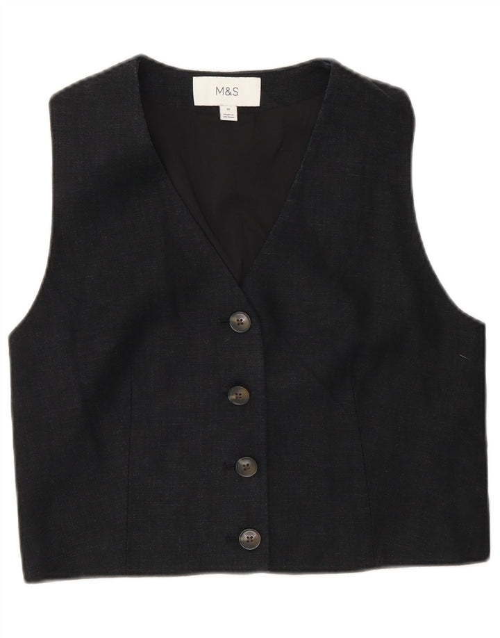 Colete feminino Marks & Spencer Reino Unido 10 pequeno linho preto
