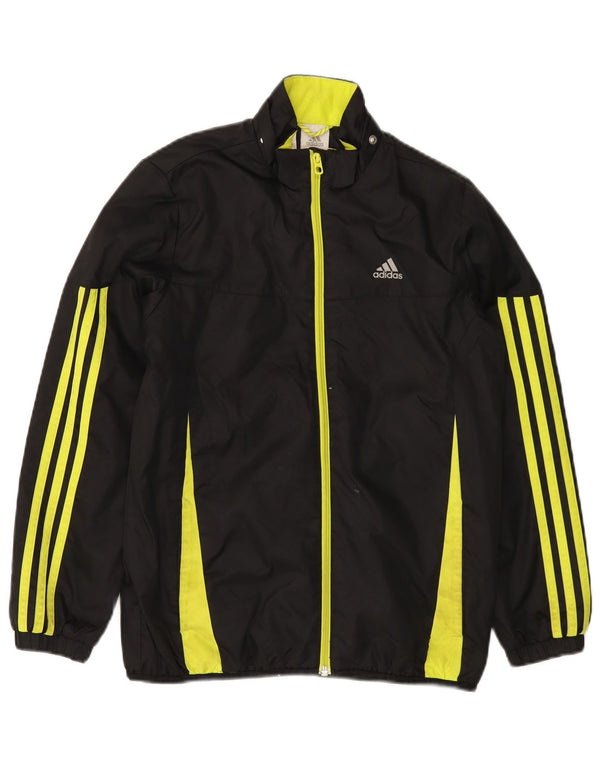 ADIDAS Meninos Treino Top Jaqueta 11-12 Anos Preto Colourblock Nylon