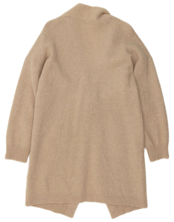 Suéter cardigã feminino Longline Benetton Reino Unido 14 grande lã bege