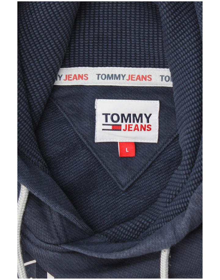 Suéter com capuz gráfico masculino TOMMY HILFIGER grande algodão azul marinho