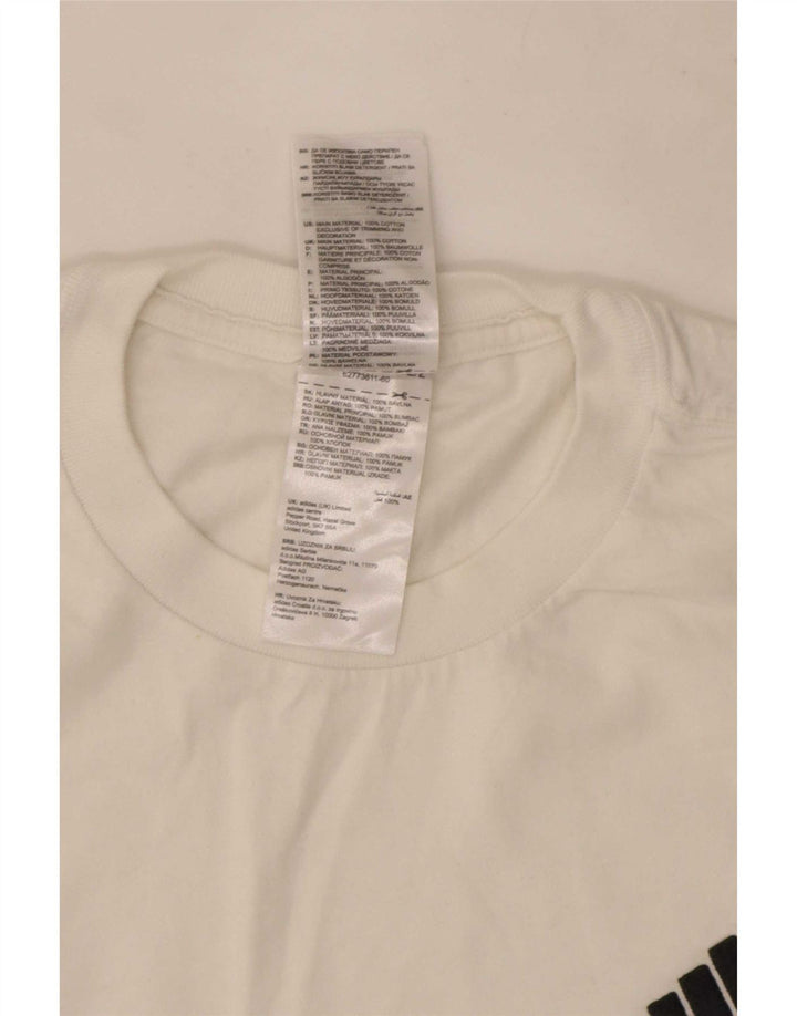 Adidas Mens Camiseta Top Médio Algodão Branco