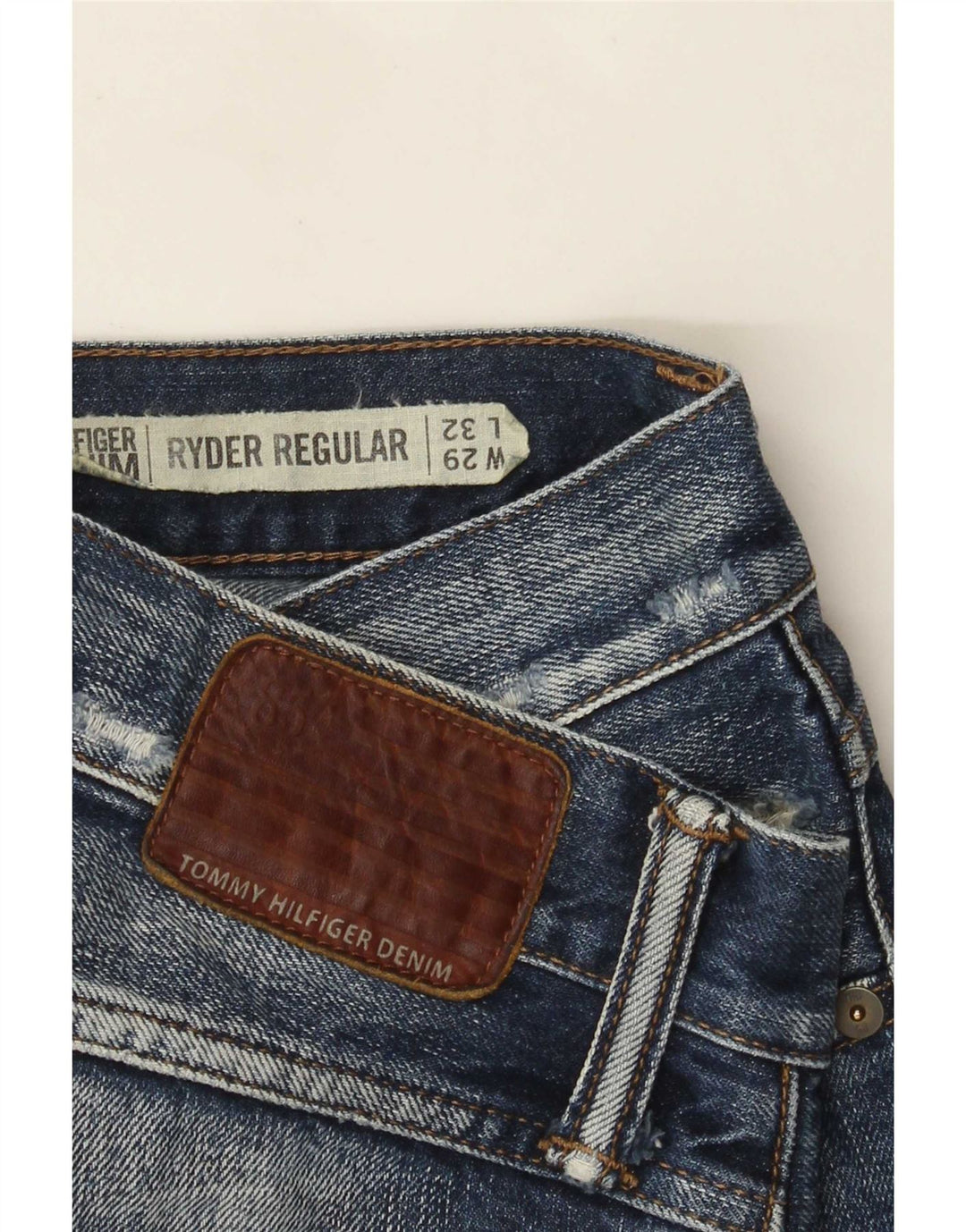 Tommy Hilfiger feminino Ryder Distressed Regular Straight Jeans W29 L32 Azul