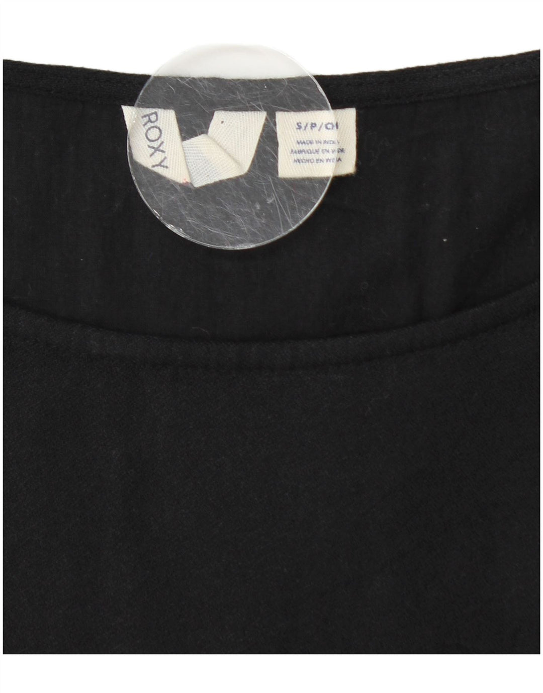 Vestido feminino ROXY manga comprida evasê Reino Unido 10 pequeno algodão preto