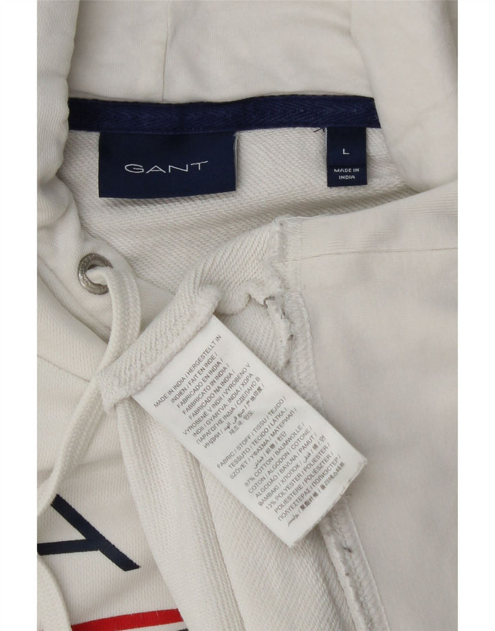 Suéter com capuz gráfico masculino Gant grande algodão branco