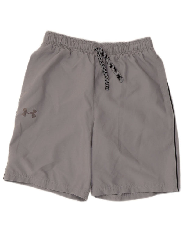 Shorts esportivos gráficos Under Armour Boys Heat Gear 11-12 anos grandes cinza