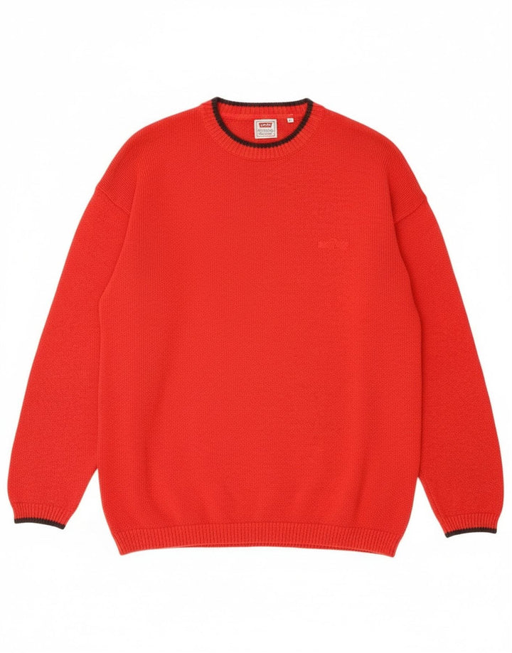 Suéter masculino Levi's com gola redonda XL de algodão vermelho