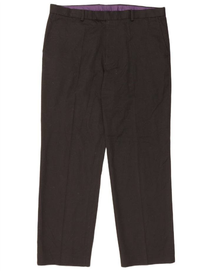 Calça masculina de ajuste regular Marks & Spencer W38 L31 poliéster preto
