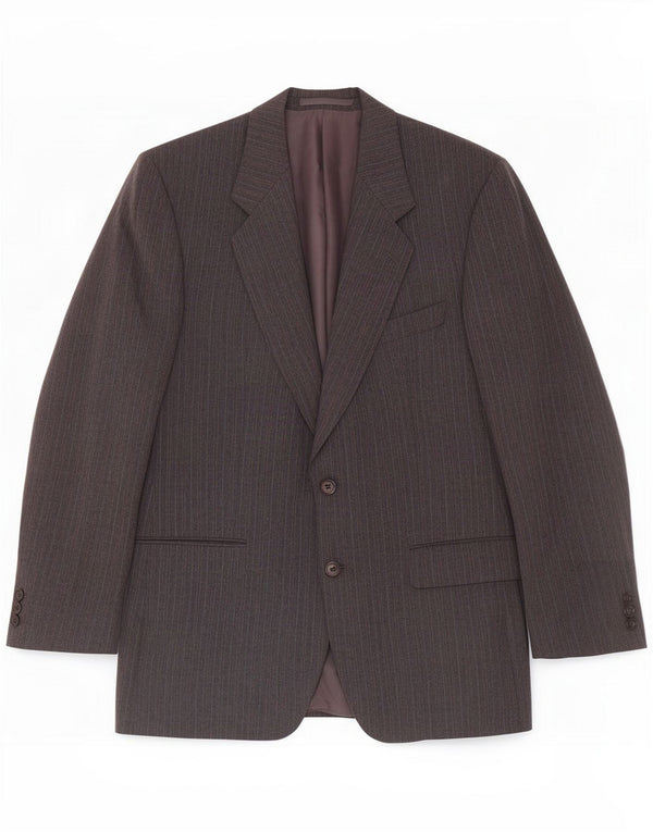 Jaqueta Blazer masculina de 2 botões St Michael UK 40 Poliéster listrado cinza grande