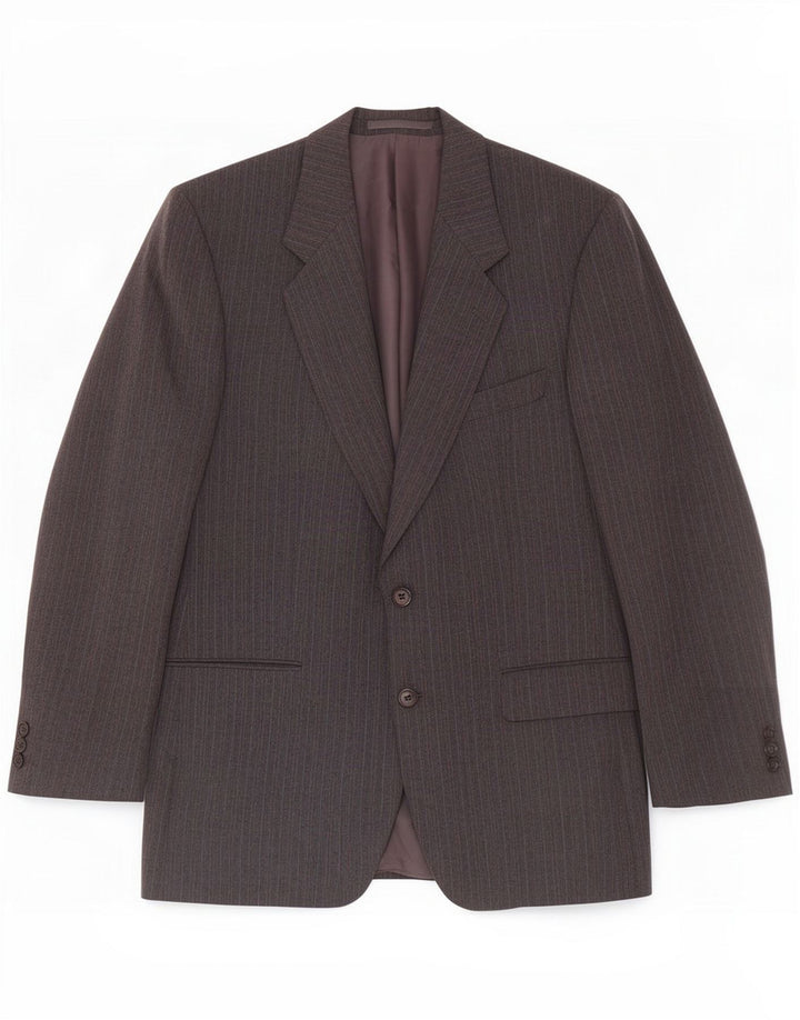 Jaqueta Blazer masculina de 2 botões St Michael UK 40 Poliéster listrado cinza grande