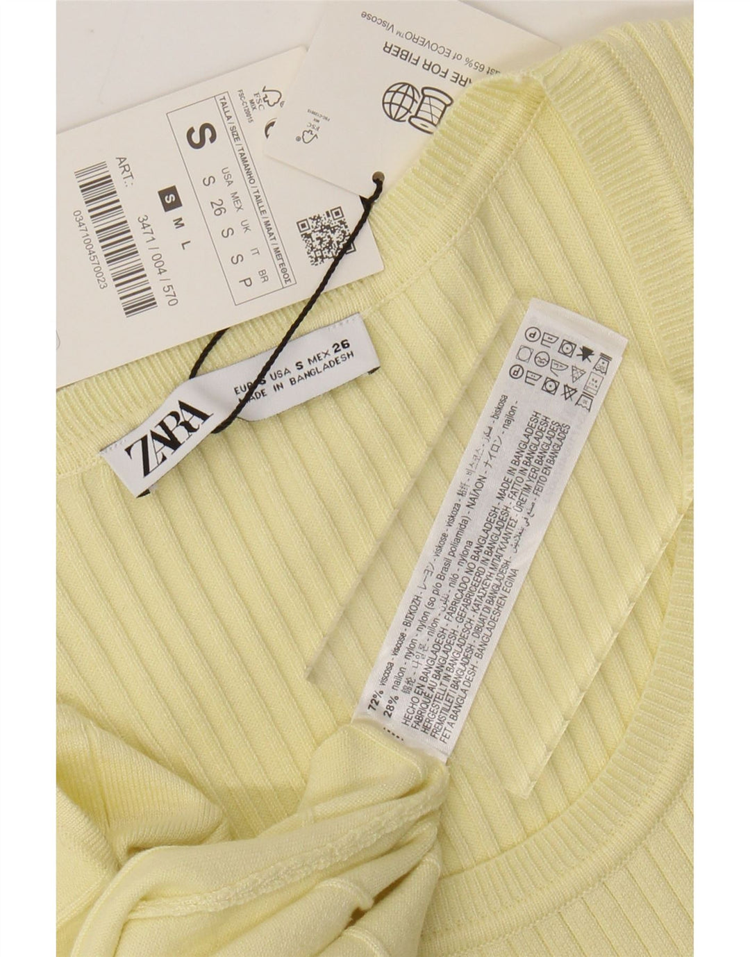 ZARA Vestido feminino maxi de manga curta, Reino Unido, 8 pequeno, viscose amarela