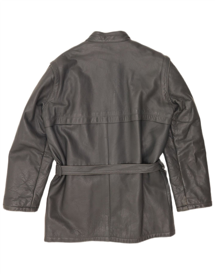 Jaqueta de couro masculina vintage IT 48 couro cinza médio