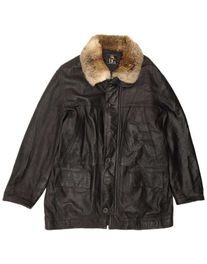 Jaqueta de couro masculina vintage UK 42 XL couro preto