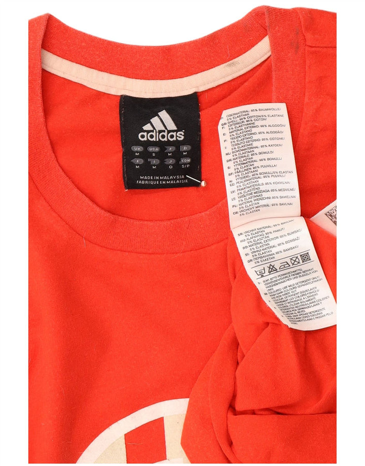 ADIDAS Mens Graphic Top Manga Longa Médio Vermelho Colourblock Algodão