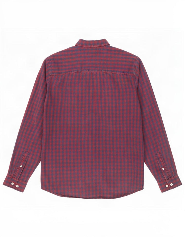 Camisa masculina Jack & Jones de algodão guingão vermelho médio